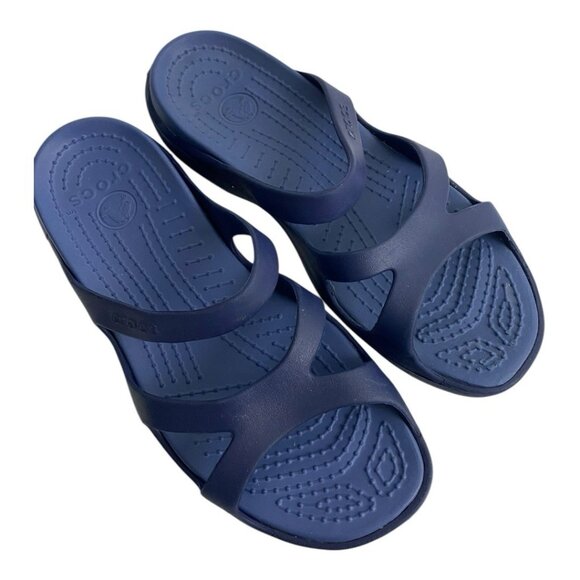 Crocs Kelli Iconic Strappy Slide On Sandal Women's 10 Navy Blue Comfort - Picture 5 of 11
